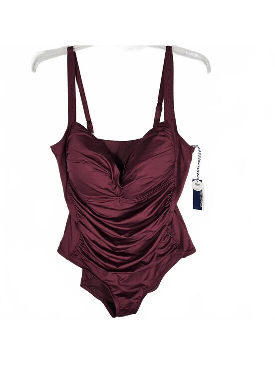 Sonnet Shores Other - Sonnet Shores 20W Zinfandel Ruched One Piece Swimsuit Tummy Control Boho NWT